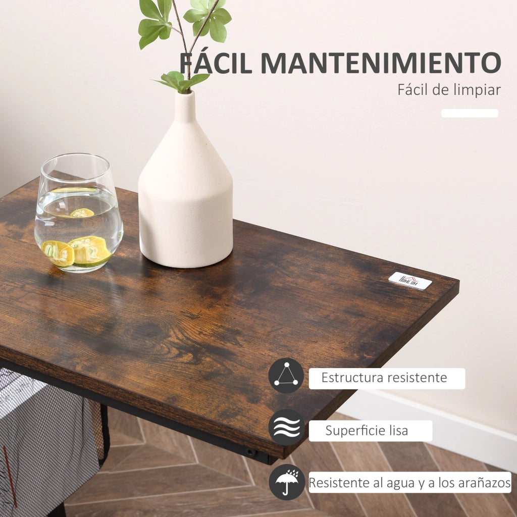 Tavolino da salotto con ripiano e tasche ¨C Minimal ¨C Marrone 53x35x64,5 cm