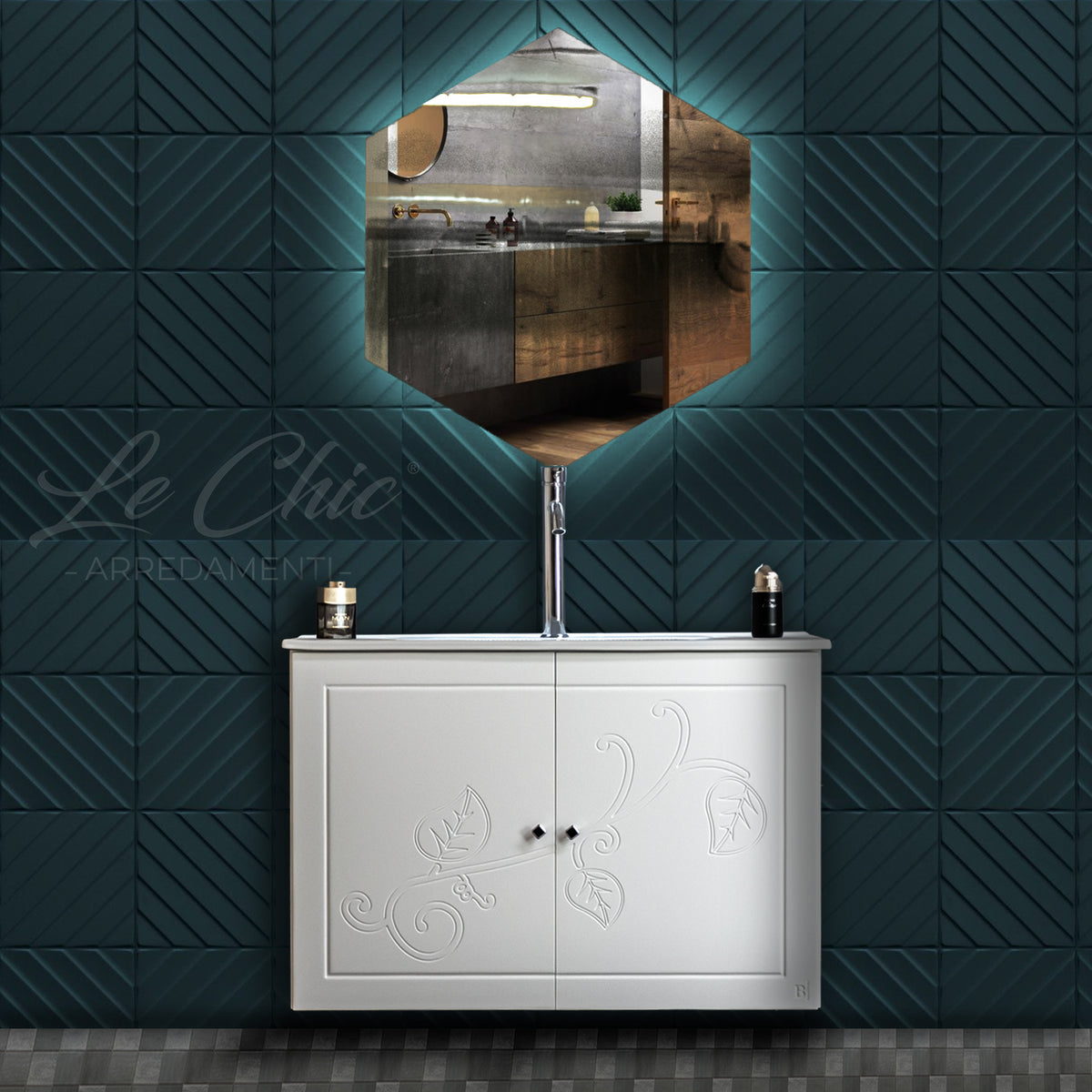 Mobile bagno moderno con specchio - 120x46