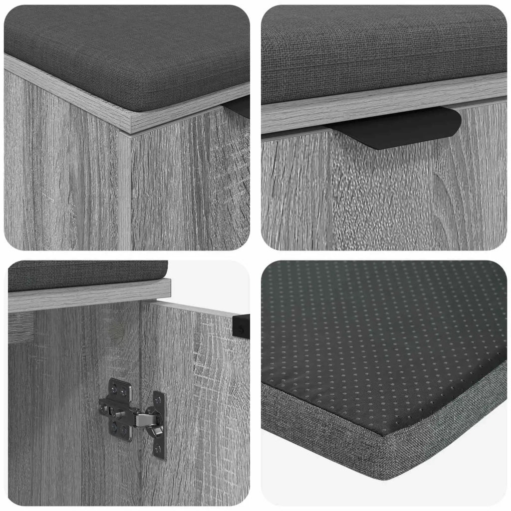 Panca per ingresso con cuscino Sonoma grigia 60 x 38 x 46 cm