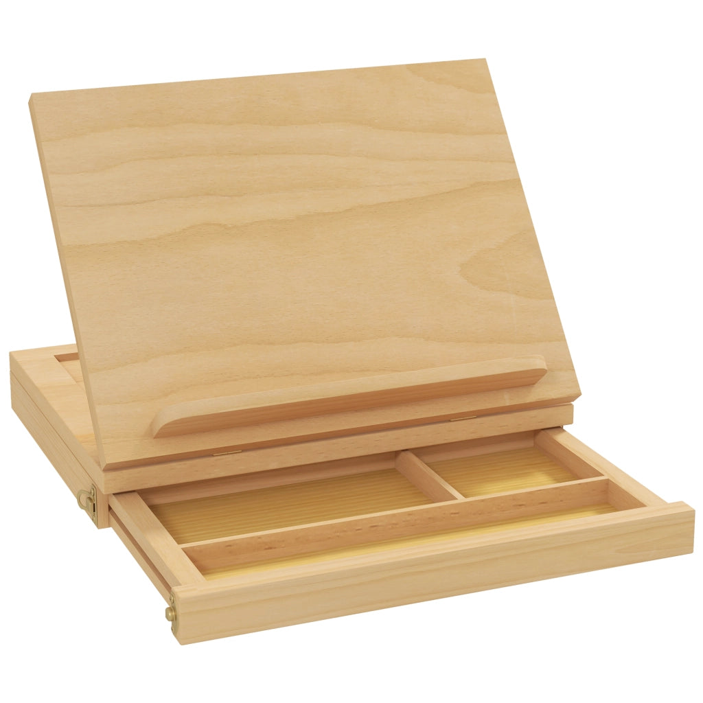 Cavalletto da tavolo in legno naturale con cassetto portaoggetti, angolo regolabile per tele fino a 24,5 cm, pratico per fai da te