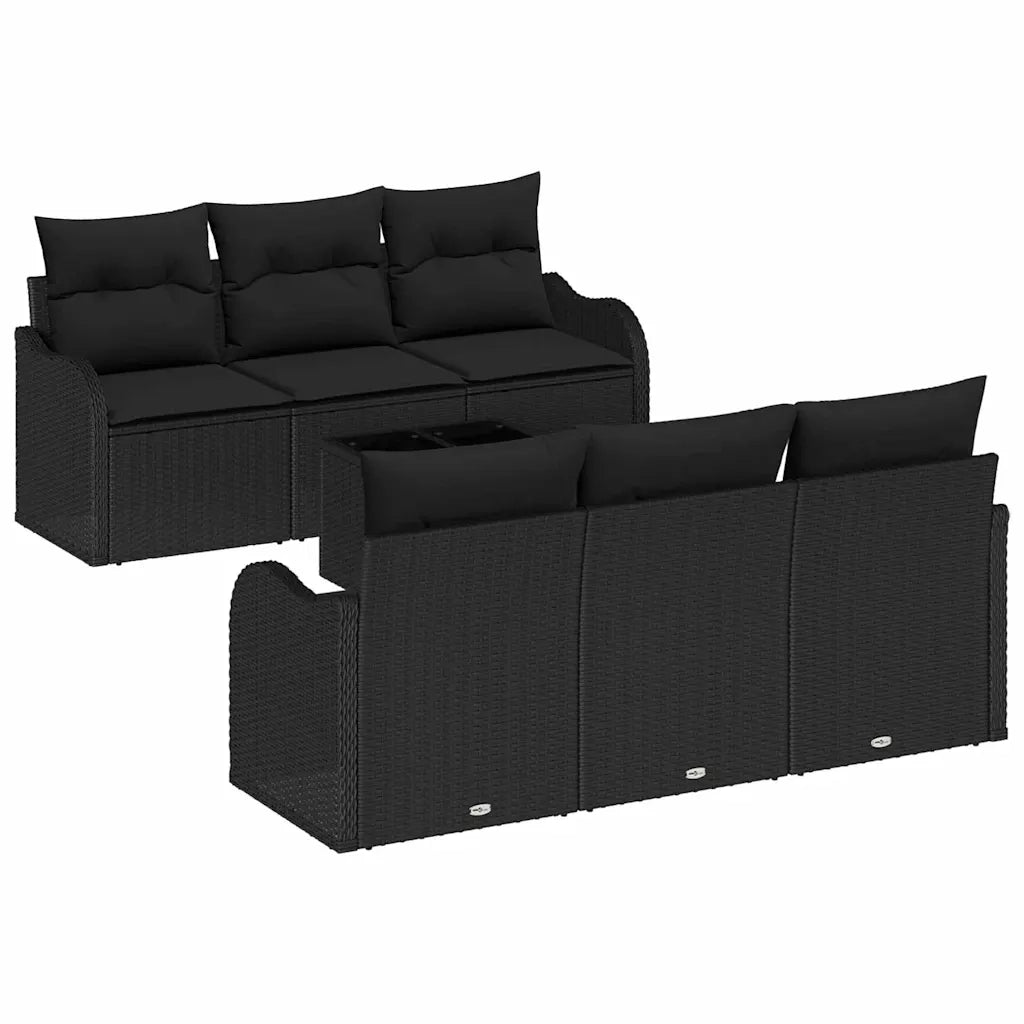 Set Divano da Giardino con cuscino con archiviazione 7 pcs Nero