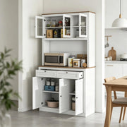 Buffet Credenza con Ripiani Aperti, Cassetti e Ampio Spazio Contenitivo, Mobile per Piatti e Cucina