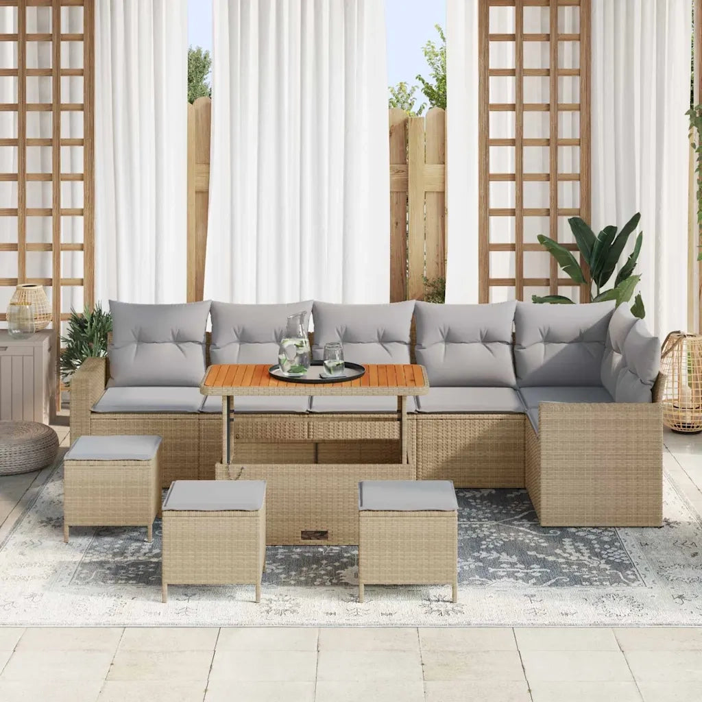 Set Divano da Giardino 12 pcs Beige e Grigio Chiaro polyrattan 3363592
