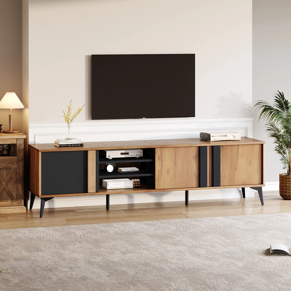 Mobile TV rustico 180 cm marrone e nero