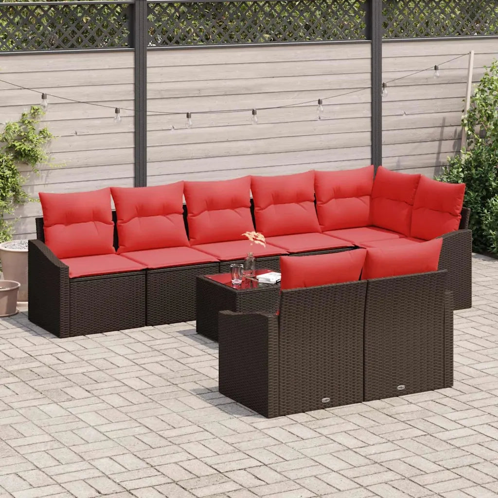 Set di divani 9 pz Marrone polyrattan 3346784