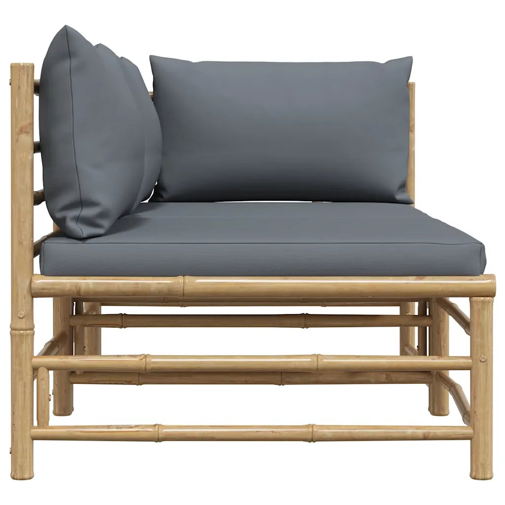 Salotto da Giardino-Set Divani da Giardino 2 pz con Cuscini Grigio Scuro in Bamb¨´ 470929