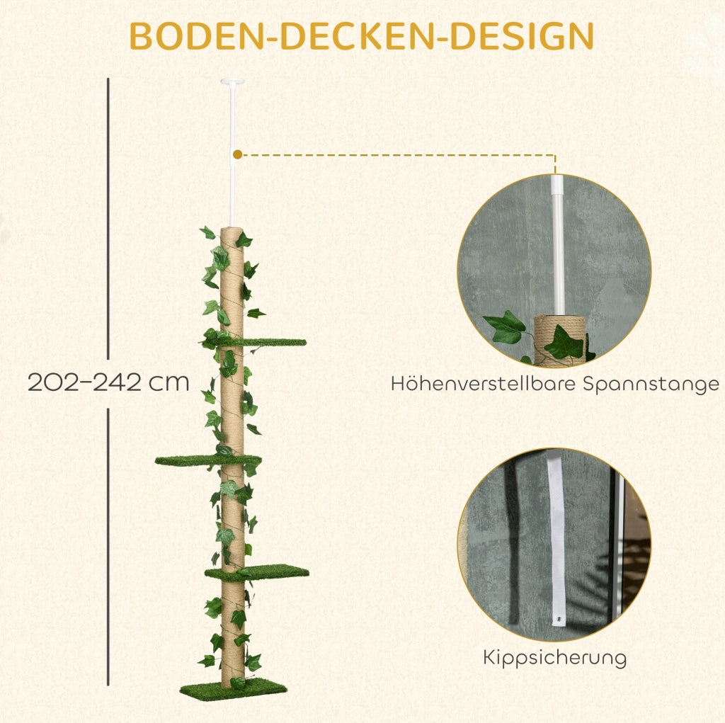 Tiragraffi da soffitto regolabile 202-242 cm verde