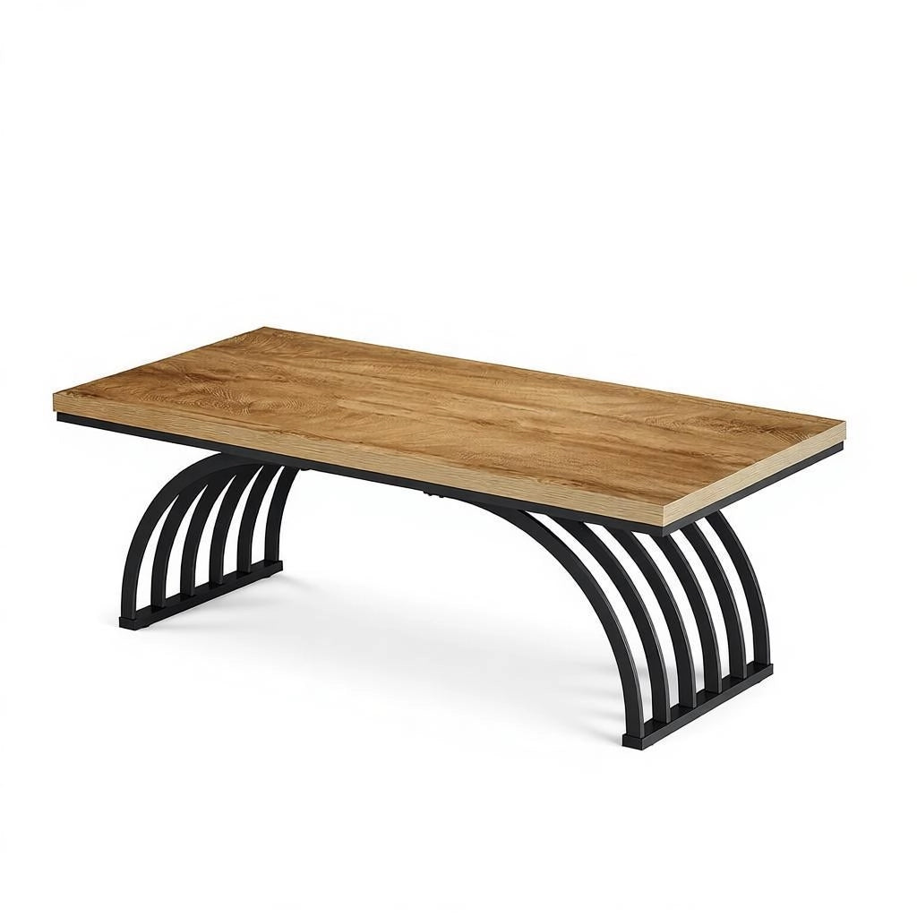 TAVOLO da caffè 120 cm Metallo e Legno Nero/Marrone