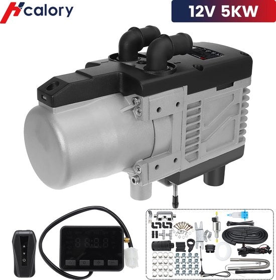 Riscaldatore di Stazionamento - 12V 8kW Riscaldatore d'Aria - Consumo di Carburante 0.1~0.24L - Riscaldatore d'Aria e Riscaldatore Auto - Per auto, autobus, camper, camion, veicoli tecnici - colore argento