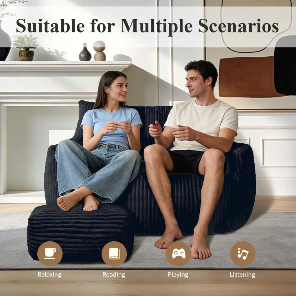 Poltrona pouf lounge grande ergonomica nera