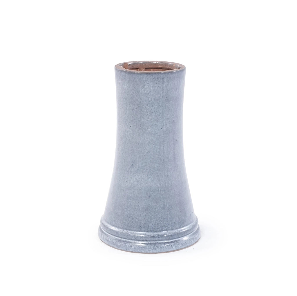 Vasca per Uccelli in Ceramica Artigianale Ø 43 cm, Altezza 45 cm, Smalto Lucido Grigio Chiaro, Resistenti a Intemperie e Gelo, per Giardino e Terrazza