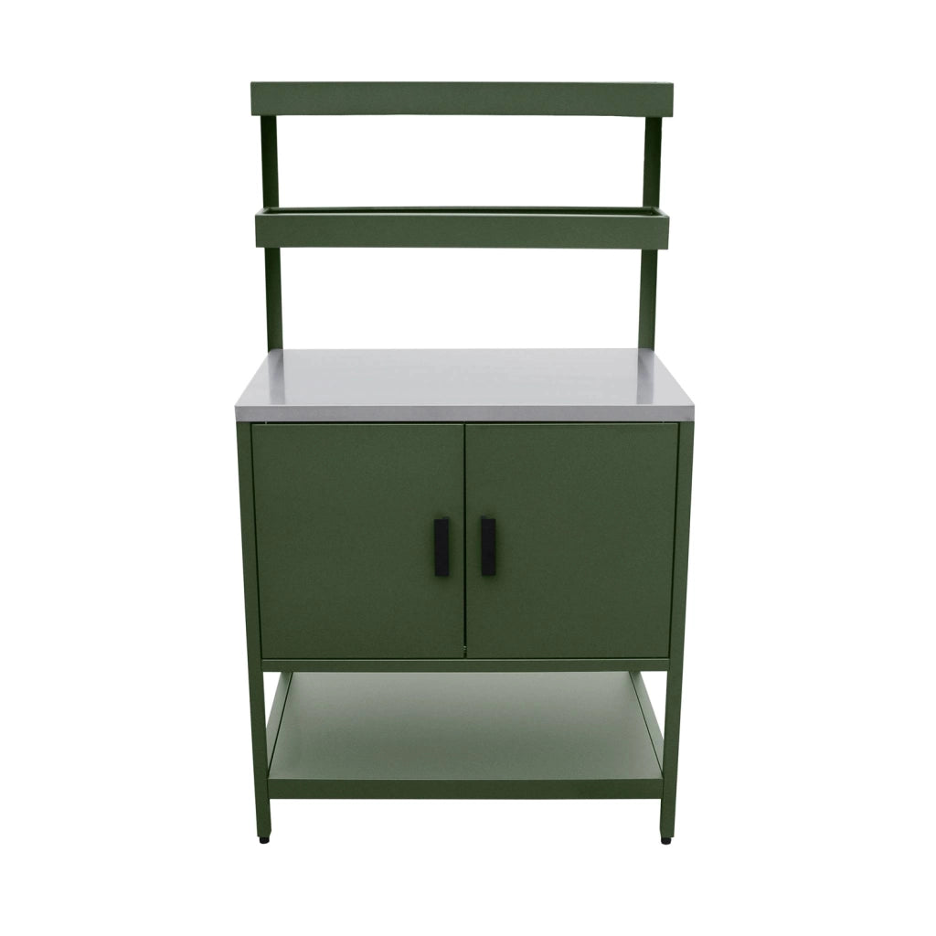 Cucina da esterno, 3 moduli in acciaio inox, verde