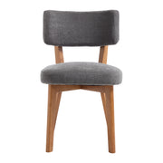 Sedia da sala da pranzo set di 2 con seduta imbottita e schienale ergonomico, in legno e tessuto di lino grigio