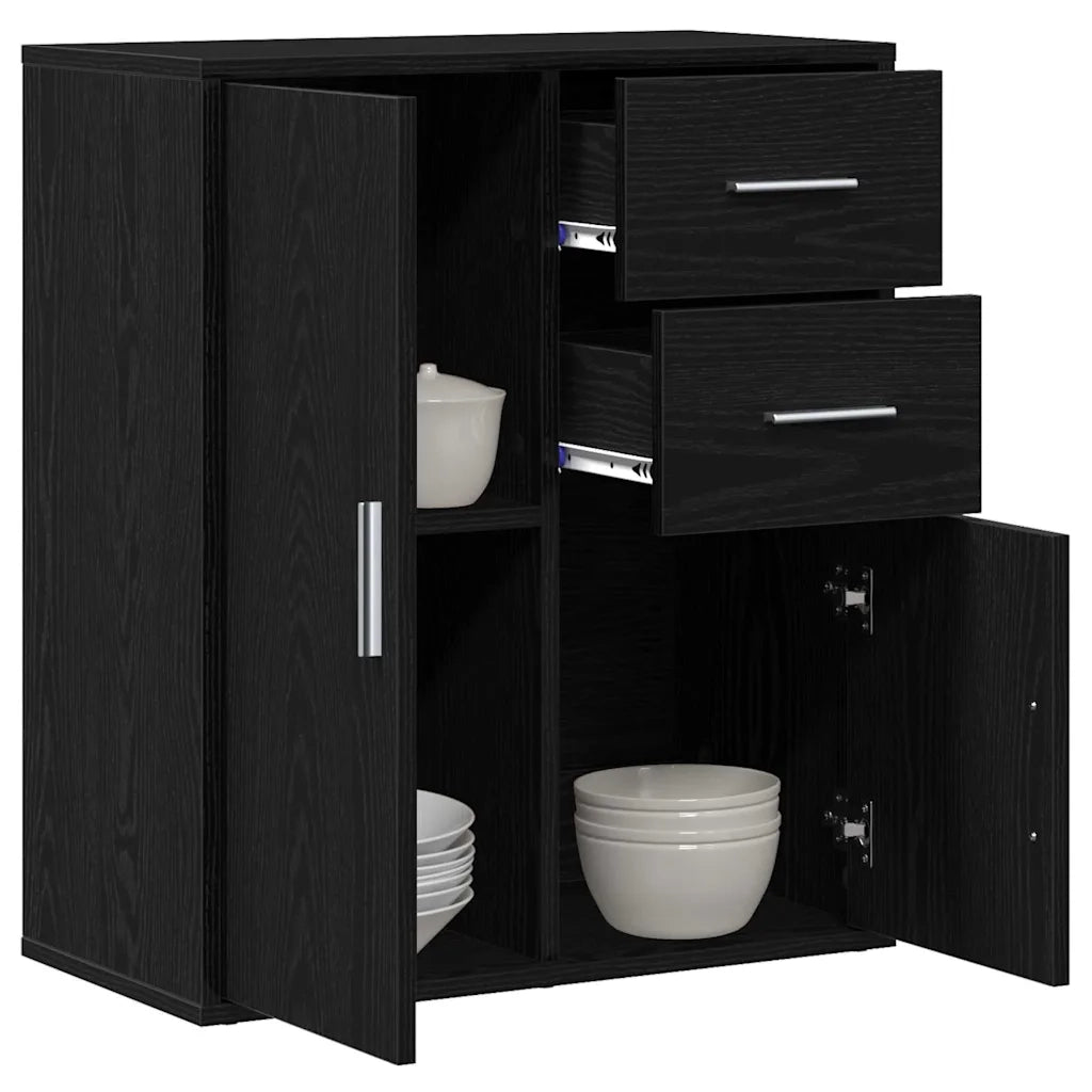 Credenza | Madia | Buffet da pranzo | Armadio da pranzo Rovere Nero 60 x 31 x 70 cm Legno multistrato