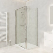 Box doccia angolare 120x70cm apertura scorrevole profili cromati vetro 6mm trasparente anticalcare h195 | Canaria