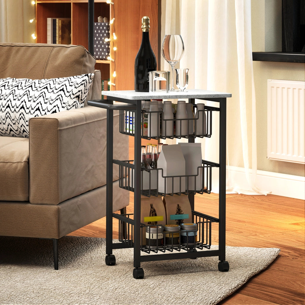 Carrello da cucina con 3 cestelli in acciaio ¨C zephmum ¨C mobile su ruote