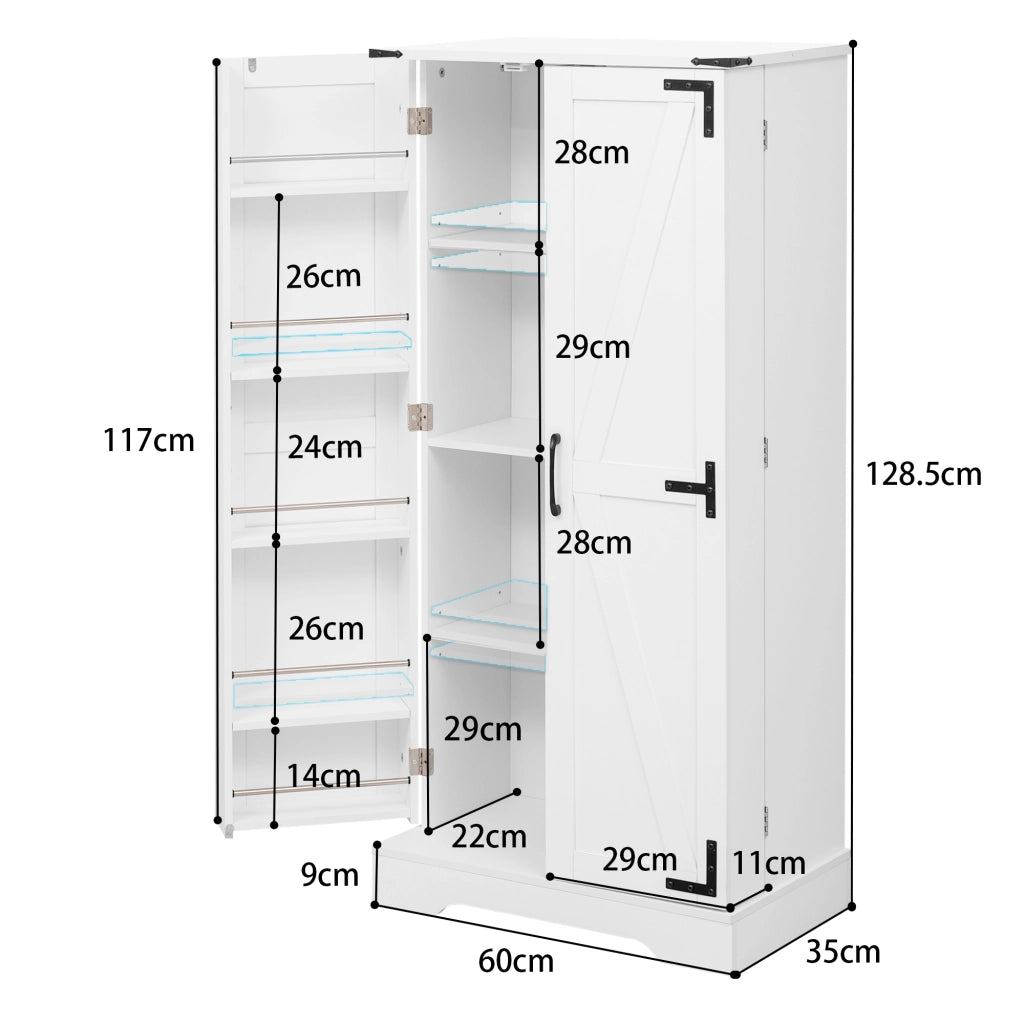BUFFET CUCINA 60x35x128,5 cm Bianco MDF con LED