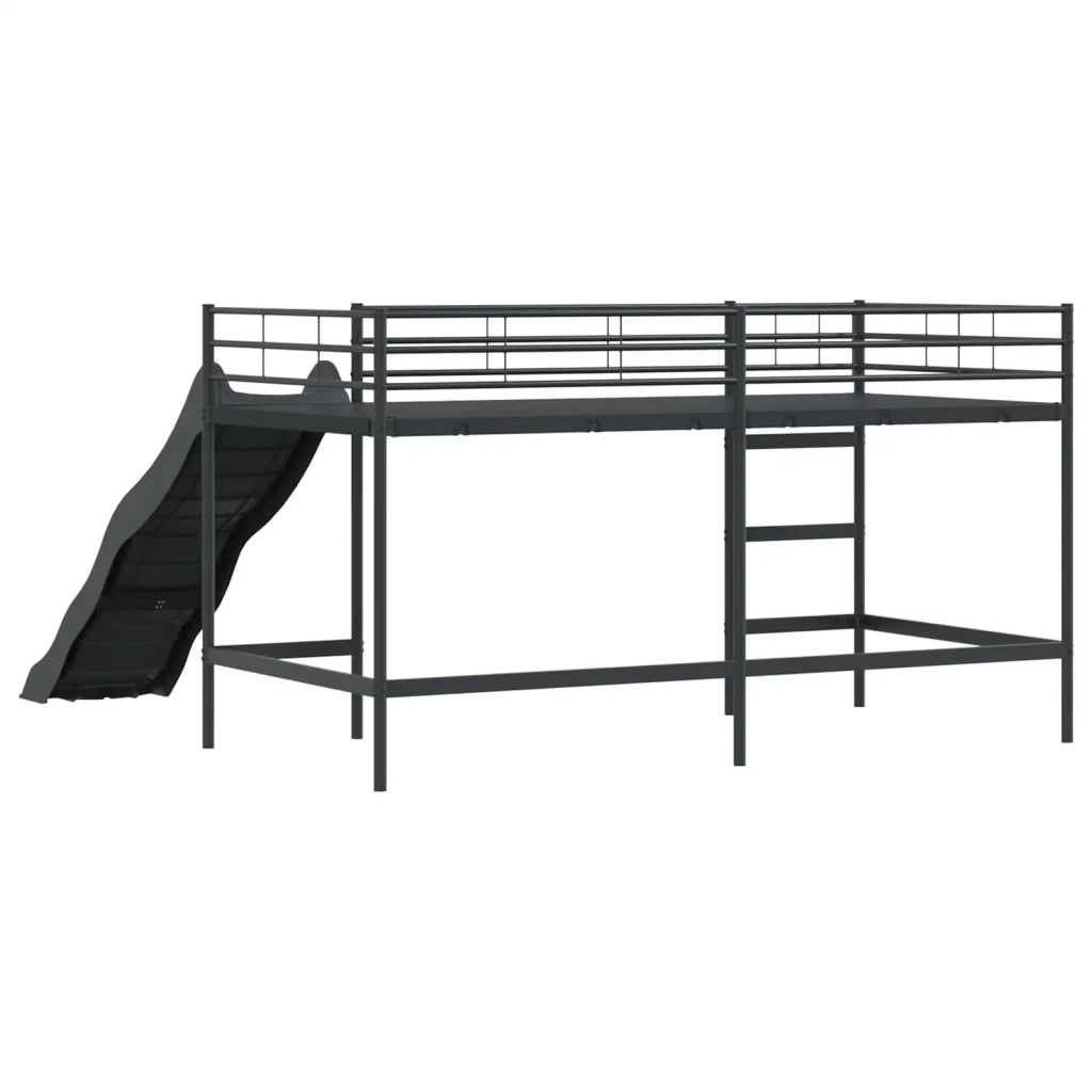 Letto loft per bambini con scivolo Tinta unita Nero e antracite 42020778