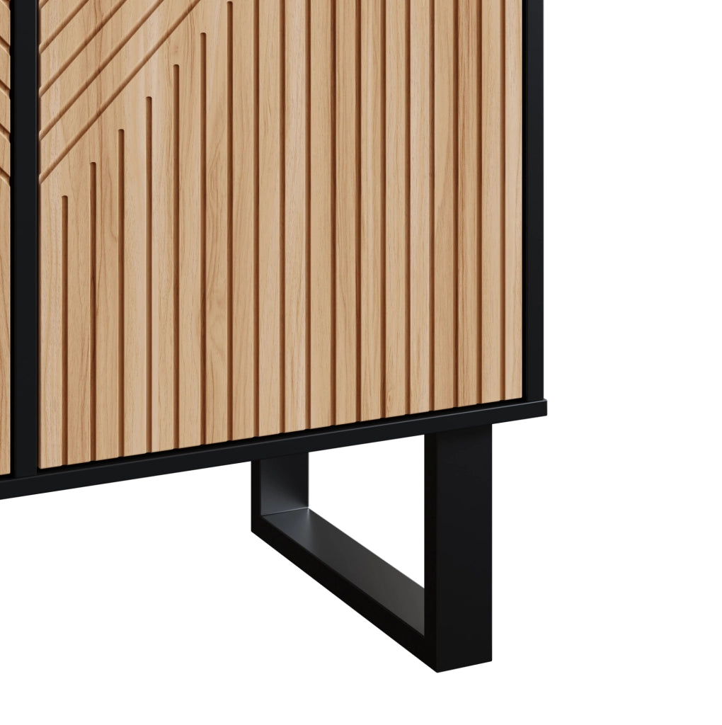 Sideboard moderno con design a contrasto nero e legno