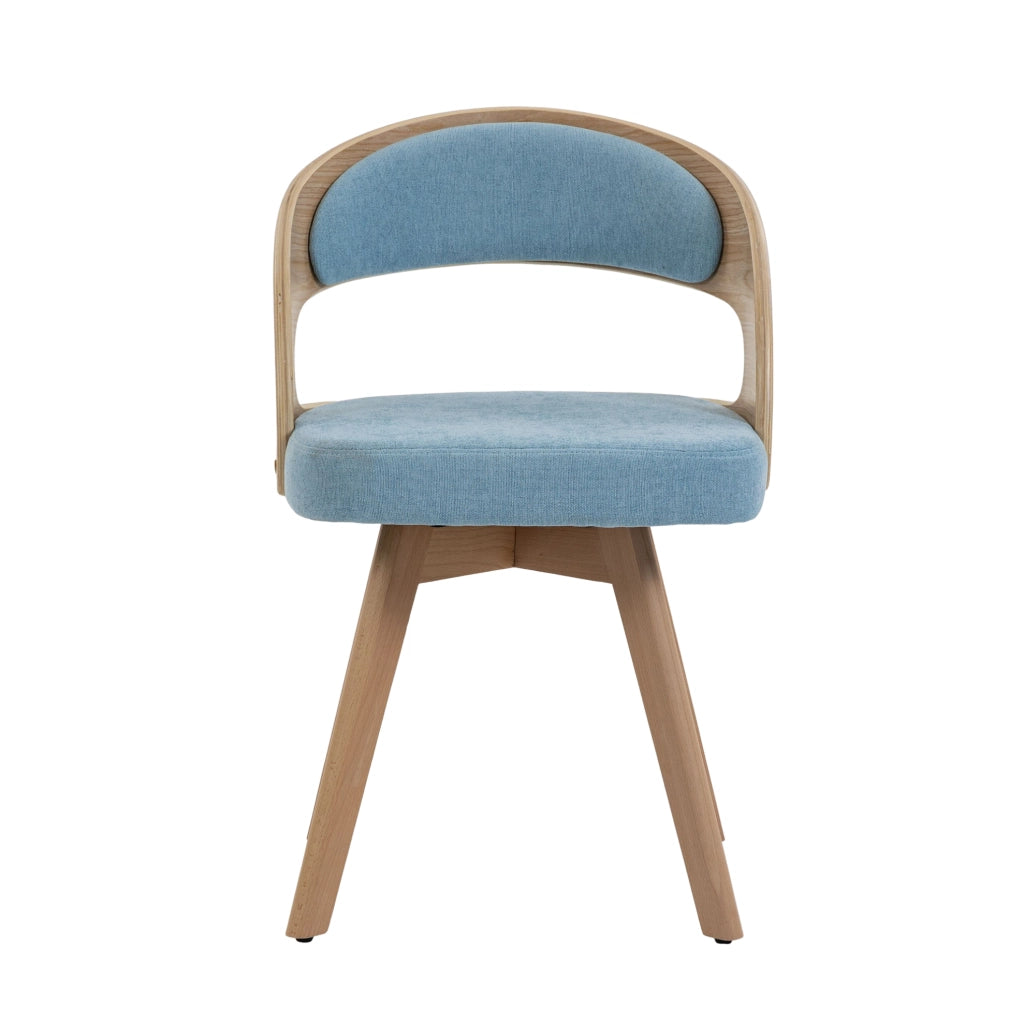 Set 2 sedie da pranzo girevoli a 360° in lino blu con gambe in faggio HOMVRA