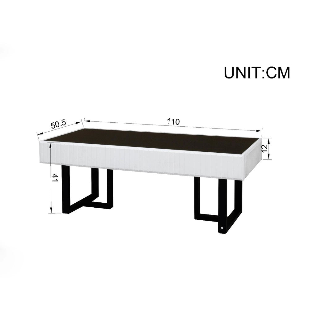 Tavolino da Caff¨¨ Moderno ¨C MINIMAL ¨C Nero e Bianco Lucido, 110x50.5x41 cm