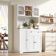 Cristalliera con ripiani regolabili e pannello forato in truciolato bianco per cucina 103.5 × 40 × 180 cm