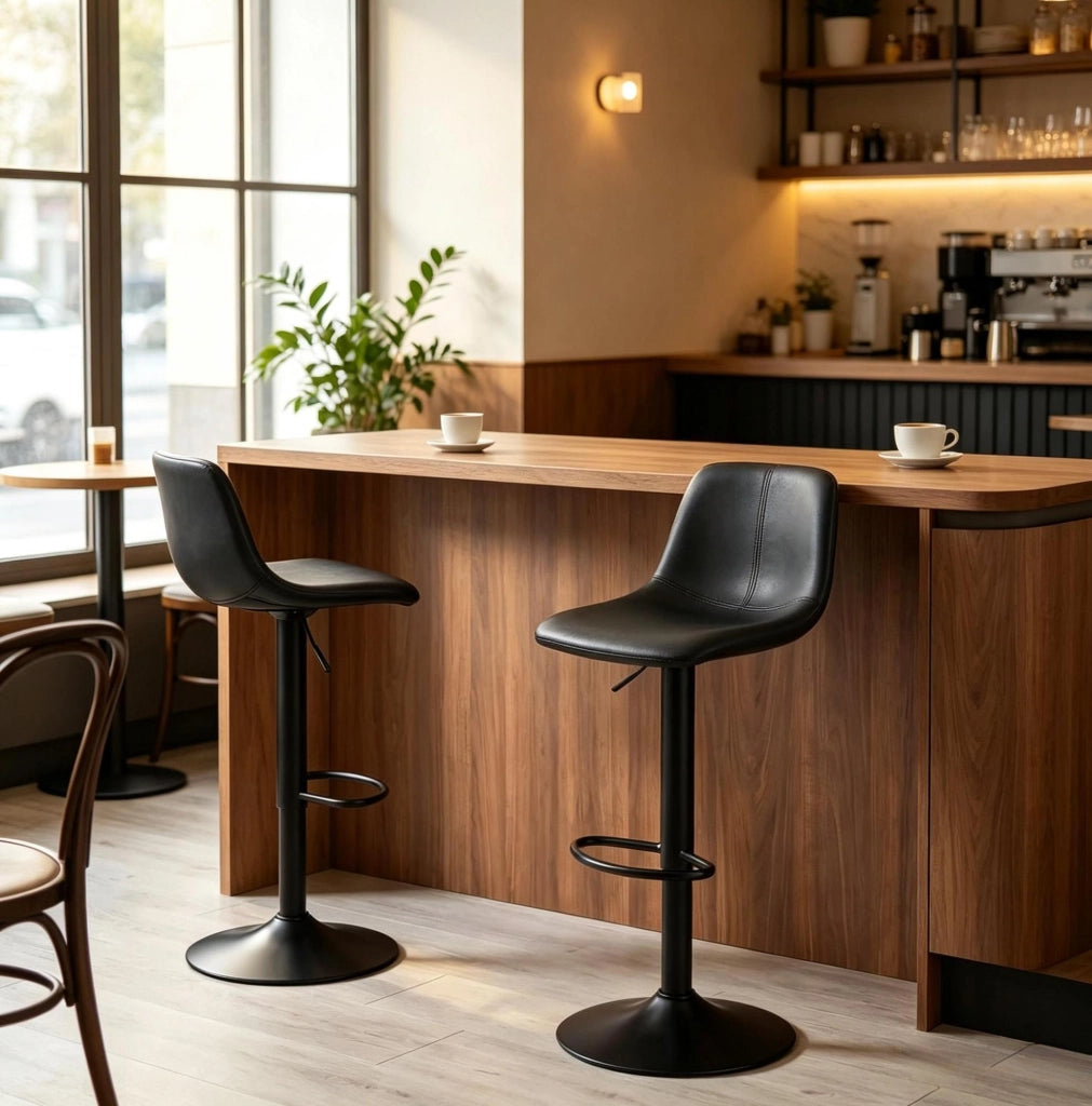 Set di 2 sgabelli da bar regolabili in altezza neri