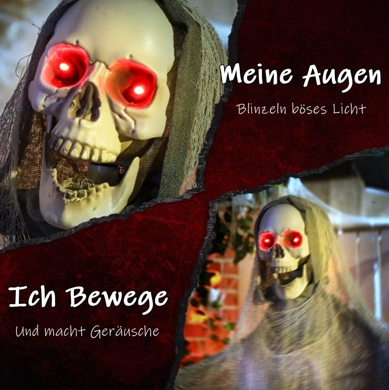 DECORAZIONE HALLOWEEN Scheletro Mietitore 70x16x183 cm Grigio con LED