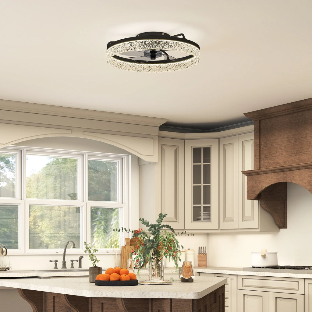 Ventilatore da Soffitto con Luce a LED Dimerizzabile e Telecomando ¨C Zephmum ¨C Nero