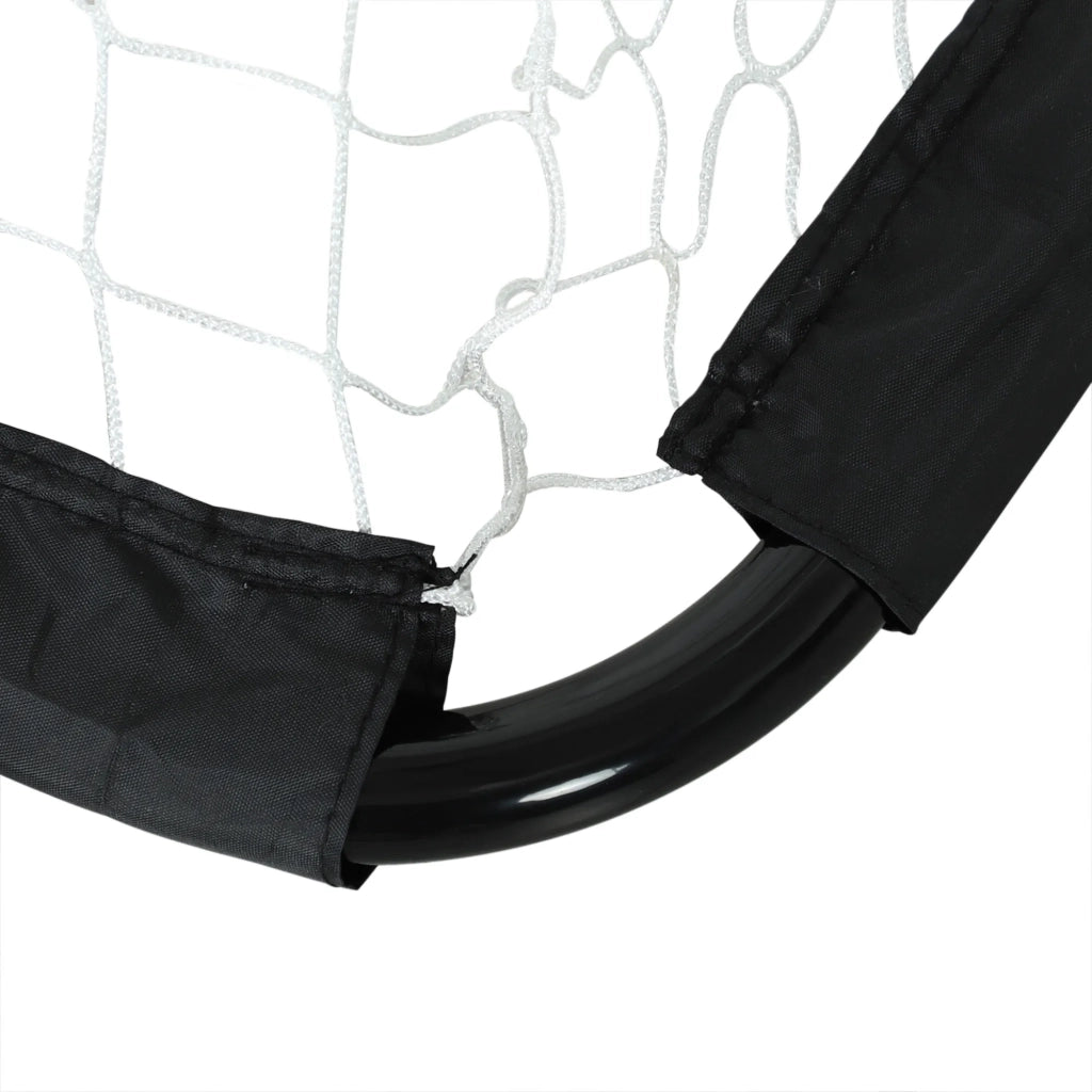 Set da 2 porte da calcio pieghevoli con telaio in metallo, 90x36x60 cm, nere, per bambini e adulti, giardino