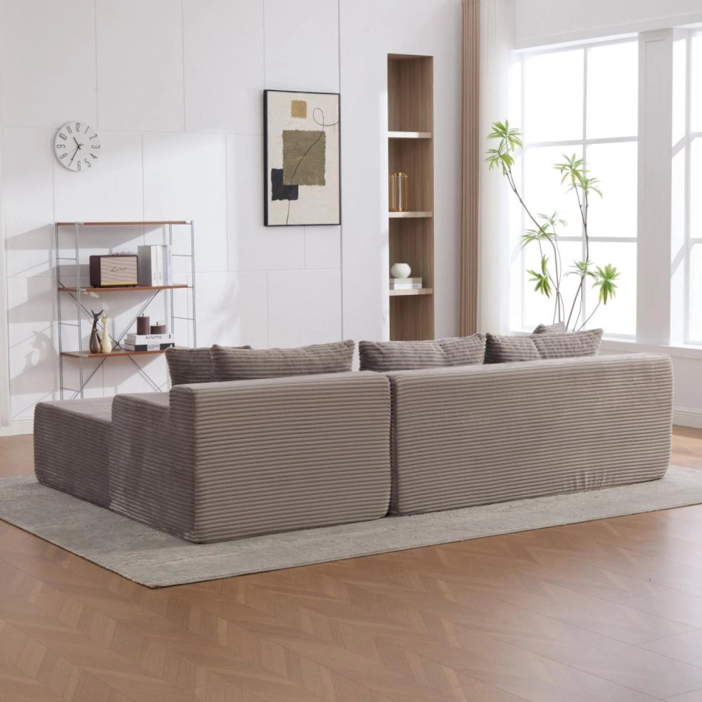 Divano modulare, divano compatto, tessuto chenille, schiuma ad alta elasticità 30D, base antiscivolo, 4 posti, grigio