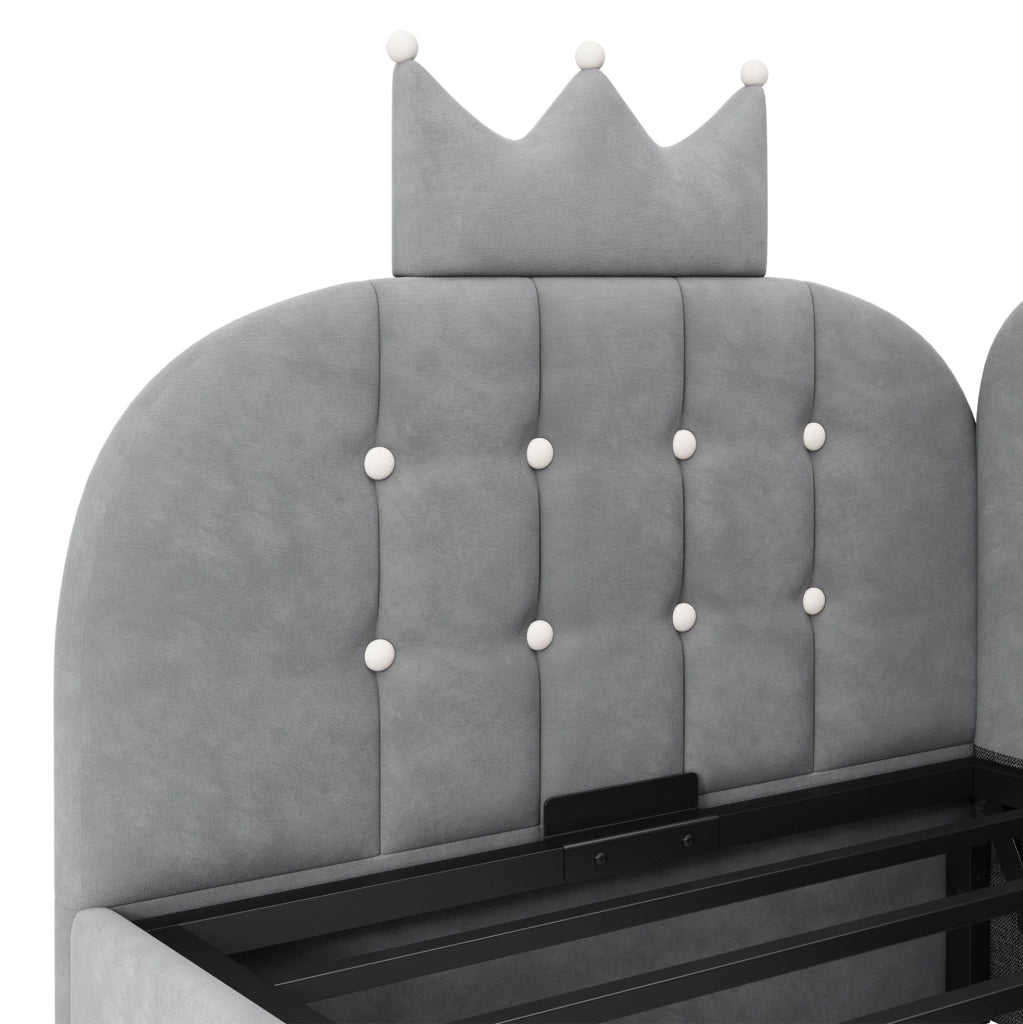 Letto da giorno 90x200 grigio in velluto con contenitore idraulico
