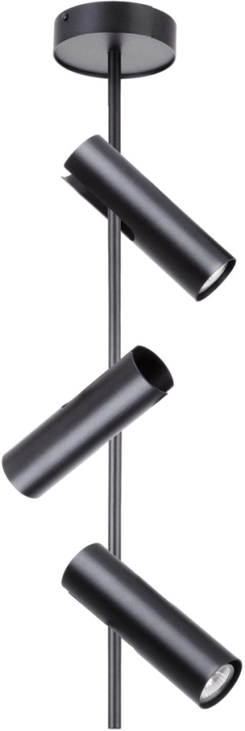 Spot rotondo soffitto/parete 3 luci nero GU10 Leda