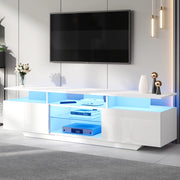 Mobile TV 160 x 40 x 45 cm con LED; 8 ripiani; MDF bianco