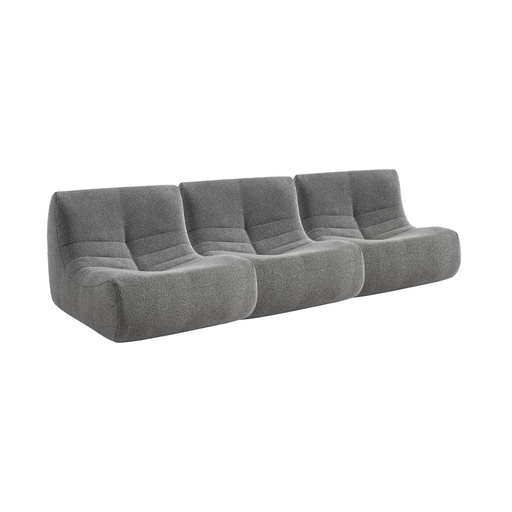 Divano modulare in bouclé, 3 posti, grigio