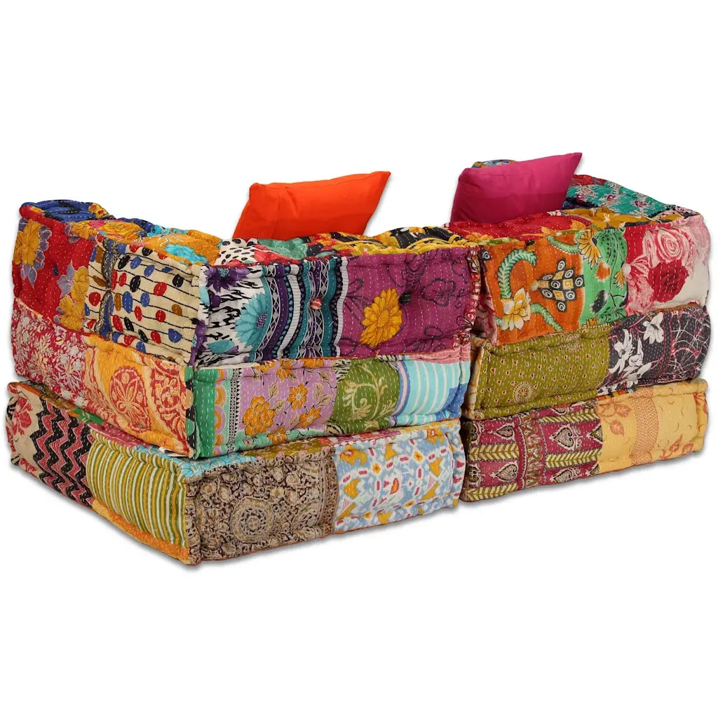 Pouf Modulare a 2 Posti in Tessuto Patchwork 244977