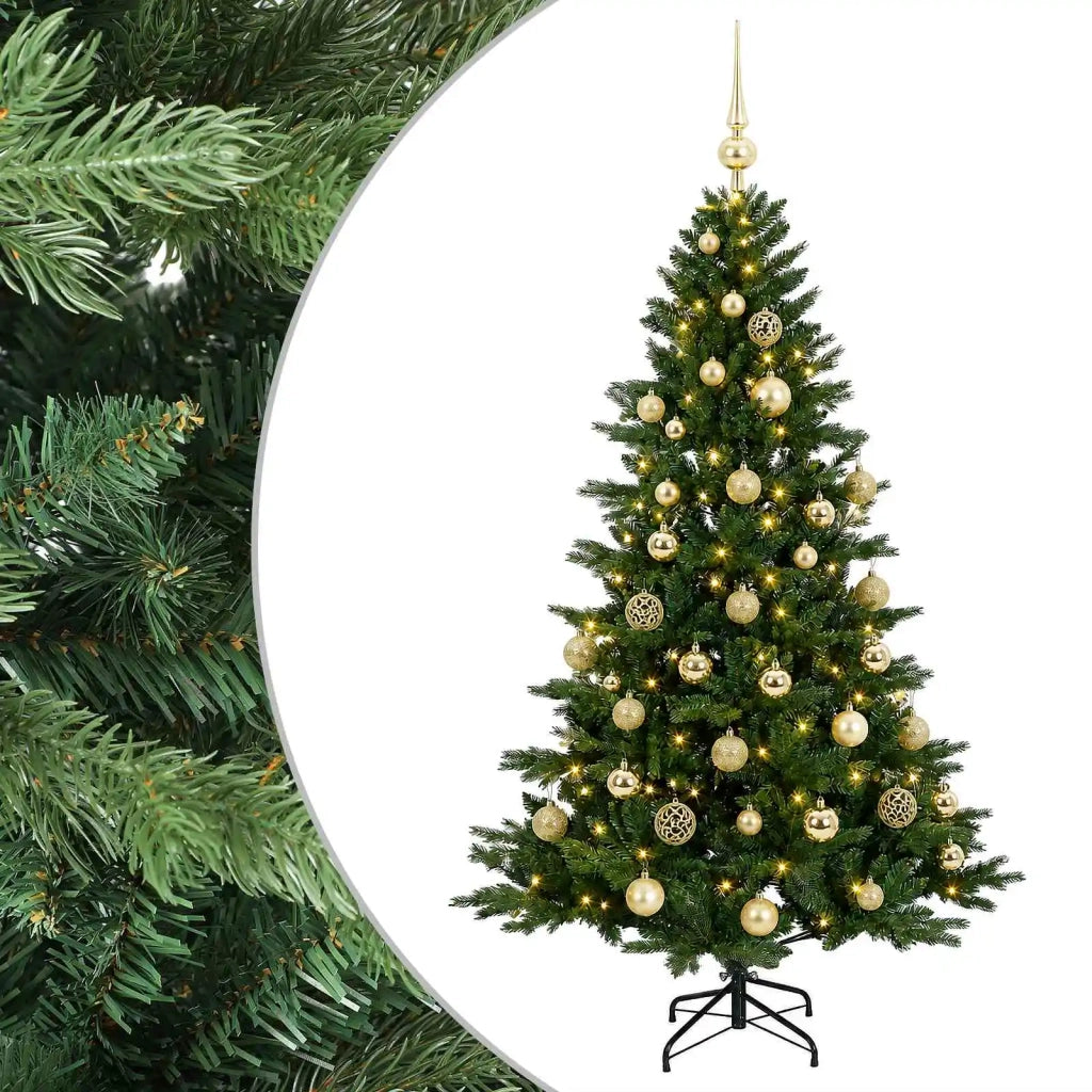 Albero di Natale artificiale con palline 120 cm 150 LED 3465671