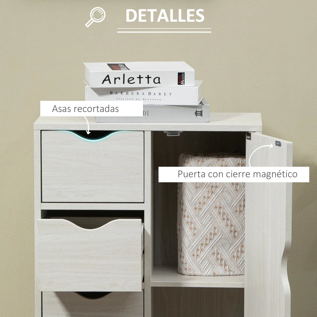 Mobile multiuso con cassetti e anta ¨C Xylo ¨C bianco 54x29x83 cm