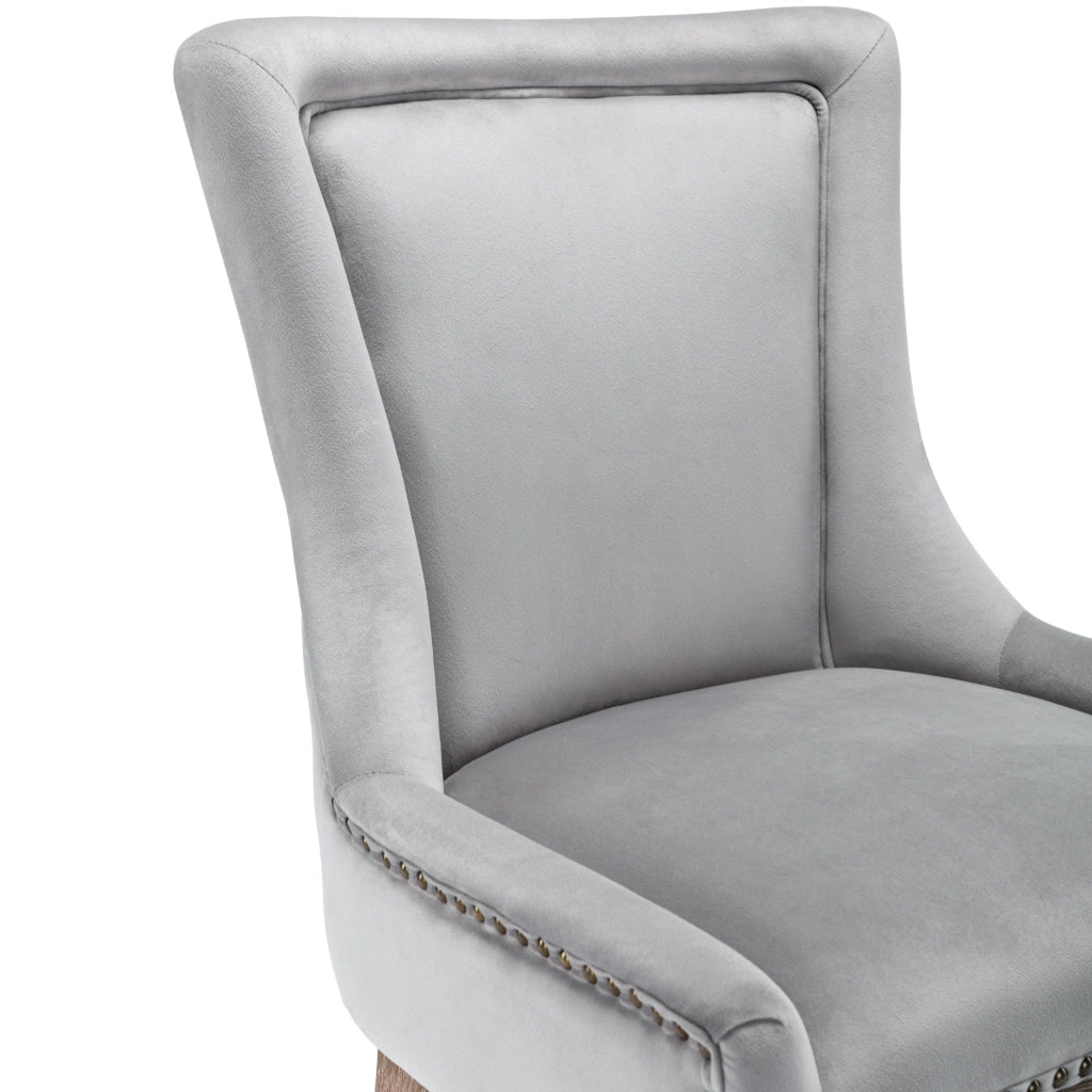 Sedie da Pranzo Imbottite con Gambe in Legno Massello e Velluto ¨C Xylo ¨C Grigio, Set 2 Pezzi
