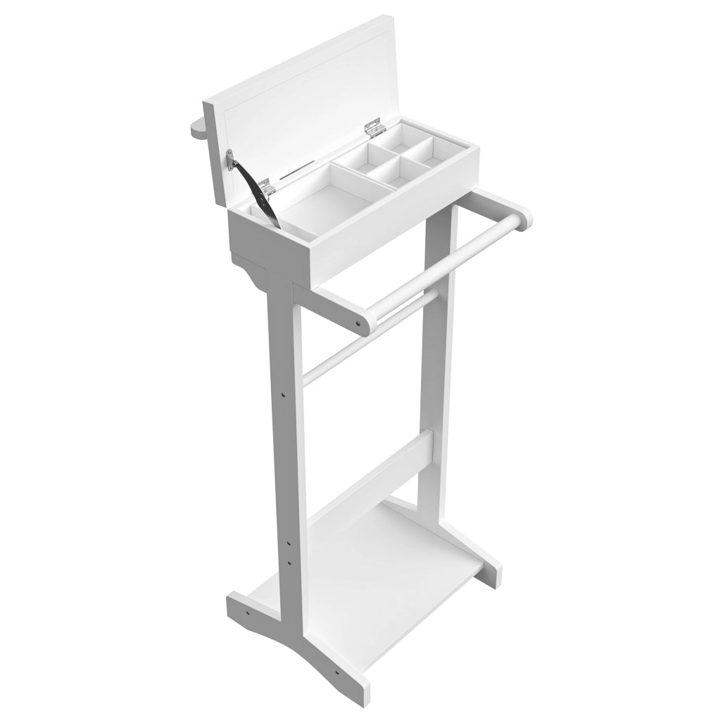 Appendiabiti portatile bianco con organizer e cassetto in MDF e legno massello