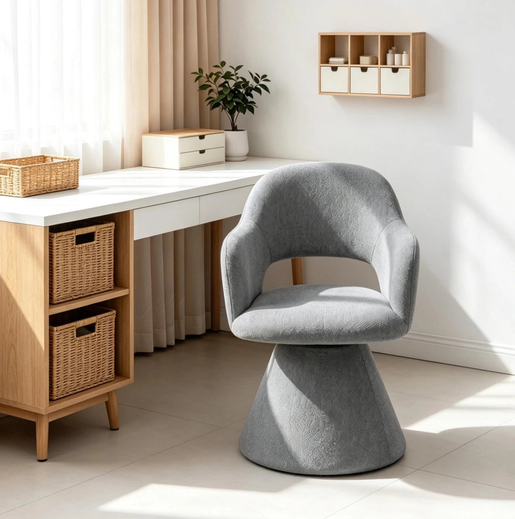 SEDIA DA PRANZO Girevole 360° 60,5x43x80,5 cm Lino Grigio