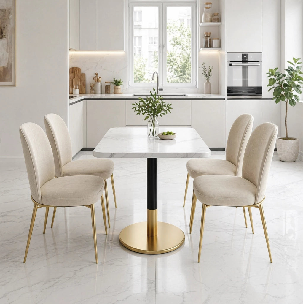 Tavolo da pranzo rettangolare 80 x 60 cm per 2 persone in MDF e metallo bianco e nero