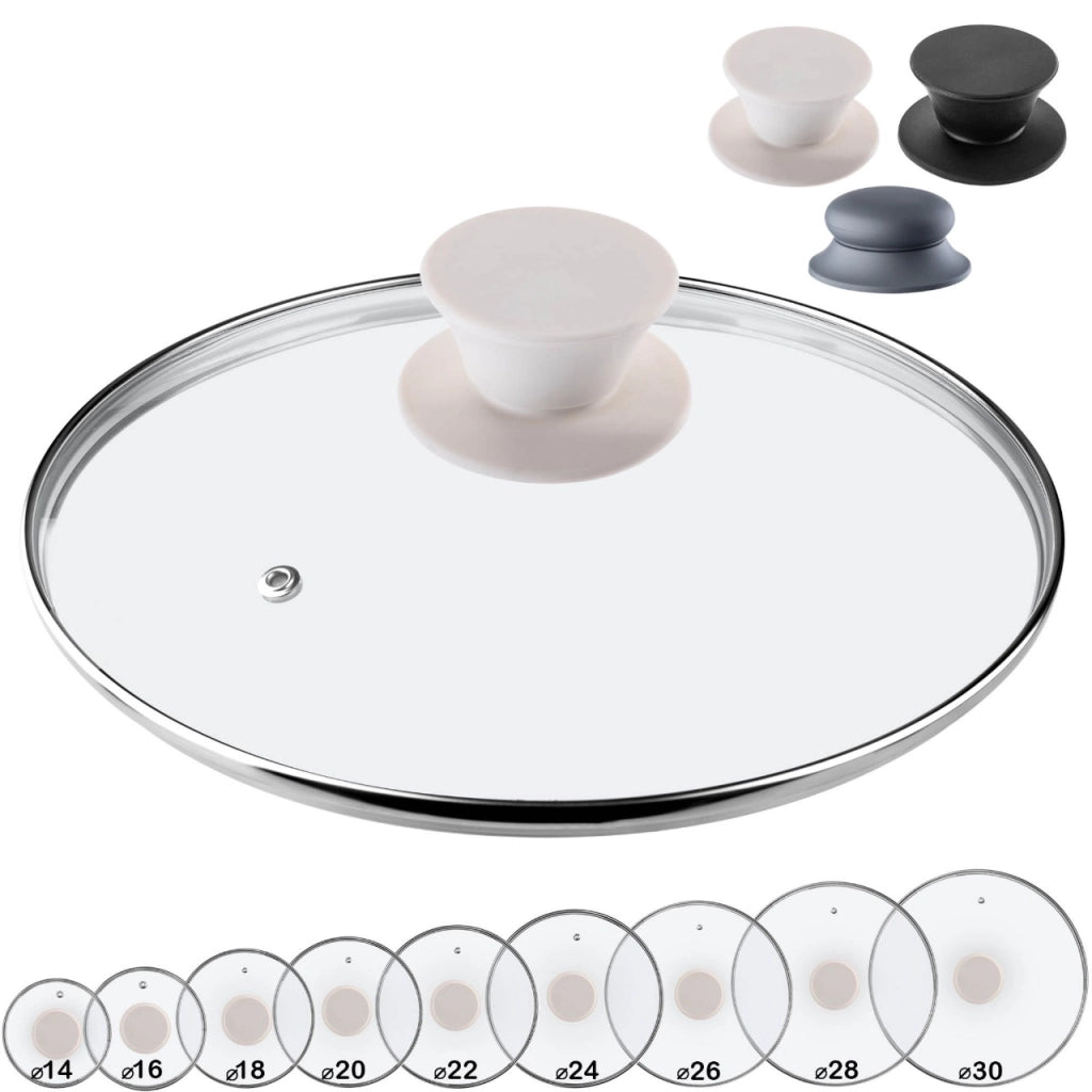 Coperchio in vetro KADAX da 22 cm, universale, resistente al calore, per pentole e padelle.