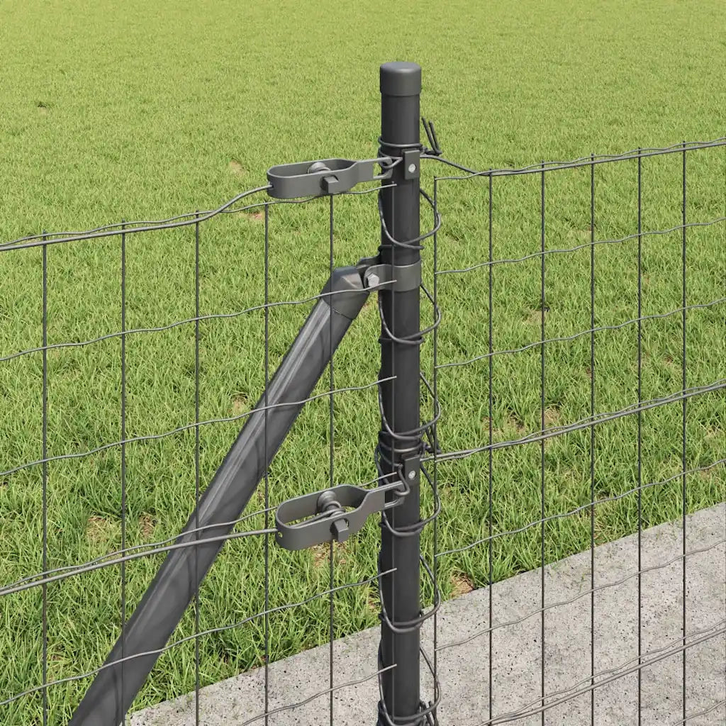 Recinzione con Posto Grigio 0,4 x 25 m Acciaio e PVC