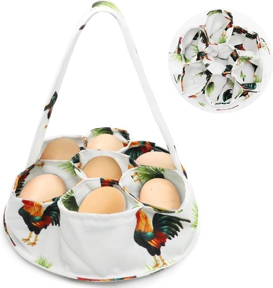 Raccolta uova, 20 cm, per uova fresche con 7 tasche, tasche per la raccolta delle uova per pollaio, polli, uova, come regalo per la raccolta delle uova di Pasqua (grande gru)