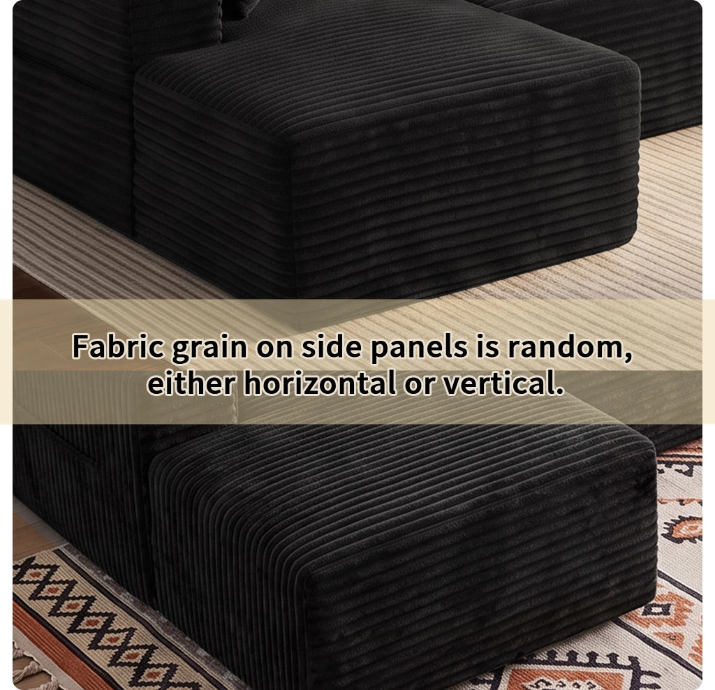 Divano Angolare Modulare a U 372 cm Cloud Sofa con Portabicchieri Integrati; Nero