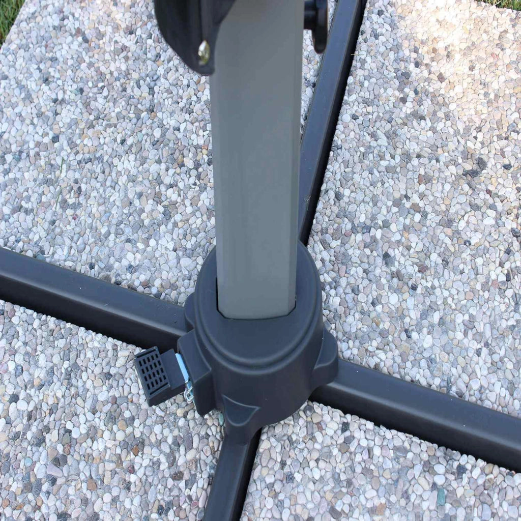 Ombrellone da giardino 3x3 con telo in poliestere Grigio palo Bianco antivento mod. Darwin