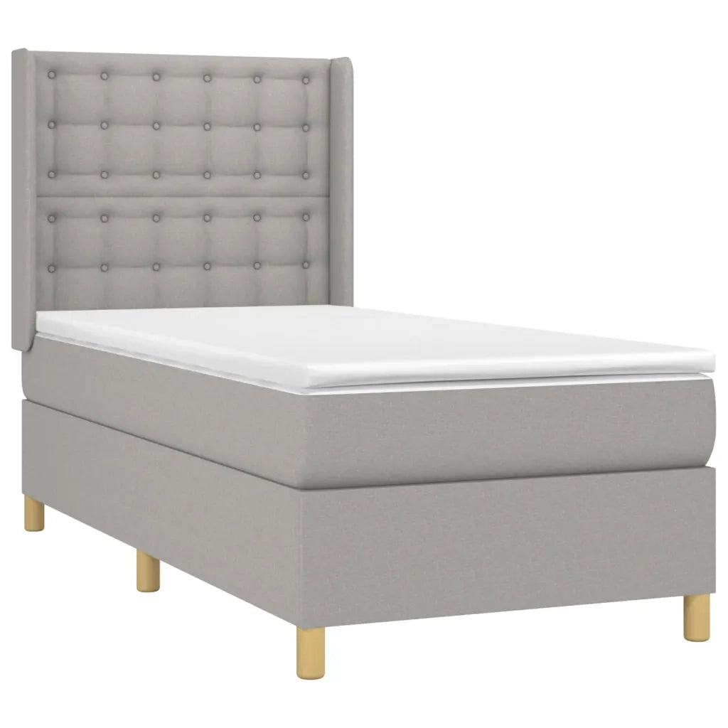 Giroletto a Molle con Materasso Grigio Chiaro100x200 cm Tessuto 3132289