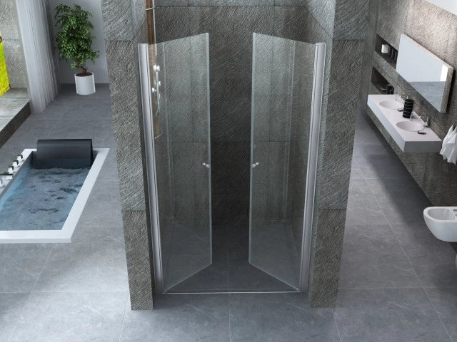 Porta doccia due ante saloon cristallo 8mm trasparente h.195cm Marlon 175 cm
