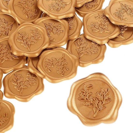 Etichette di sigillo a cera in stile antico oro - 25 pezzi - per inviti, regali e cartoline di compleanno